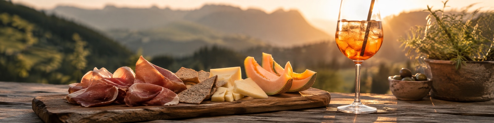 S�dtiroler Apero-Pairing mit Speck, Sch�ttelbrot und Almk�se zum Aperitif